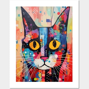 Cute Abstract Cat Face Posters and Art